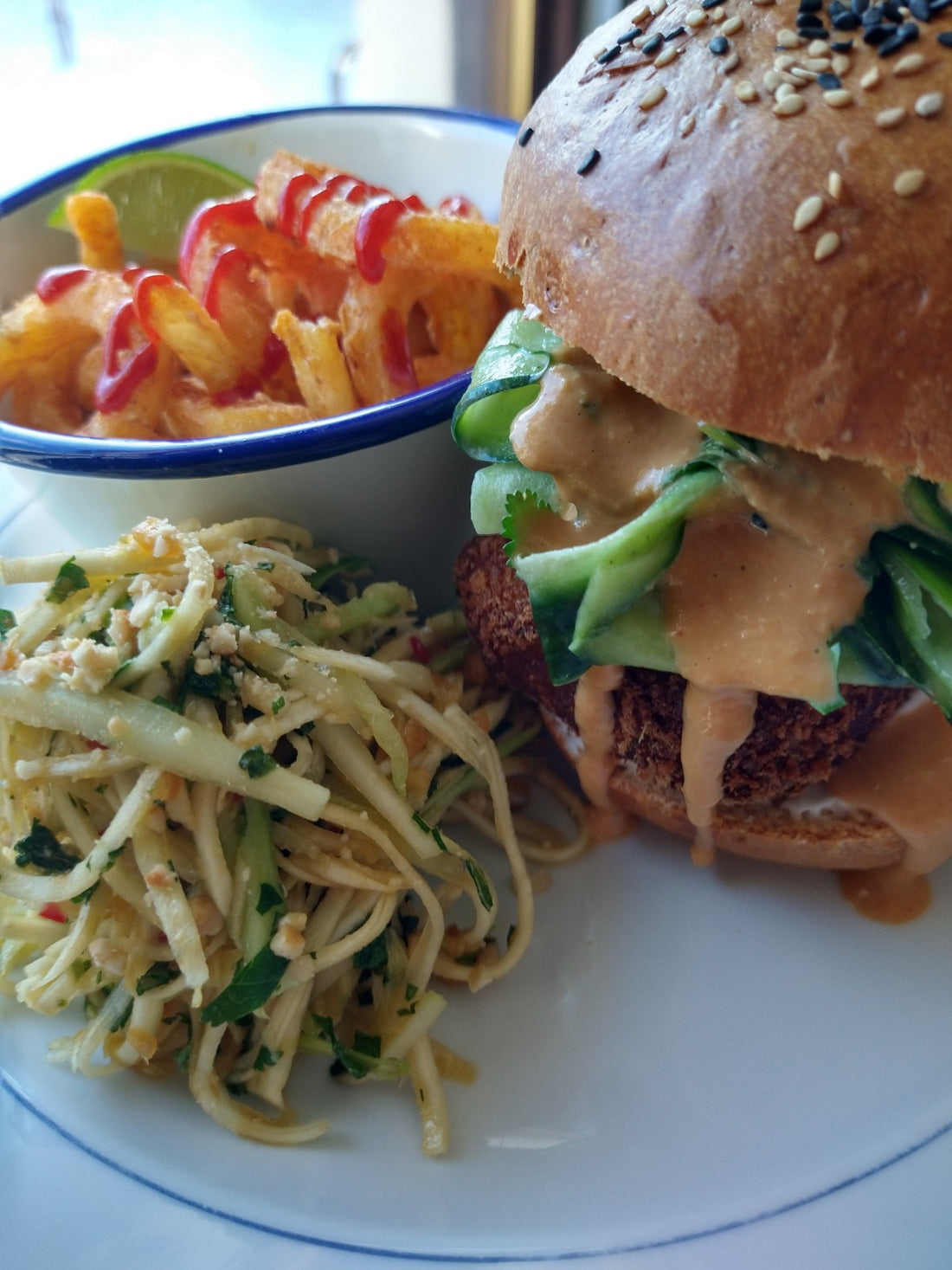 Panko ginger & chilli tofu burger